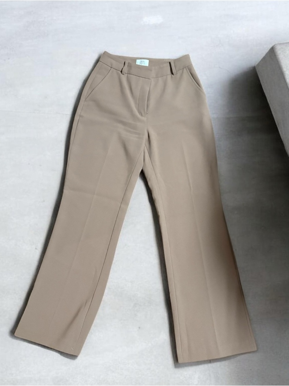 Little Moon Taupe Wide-Leg Tailored Trousers